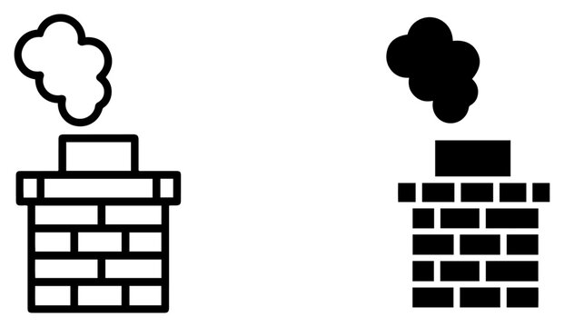 chimney smoke house outline icon set