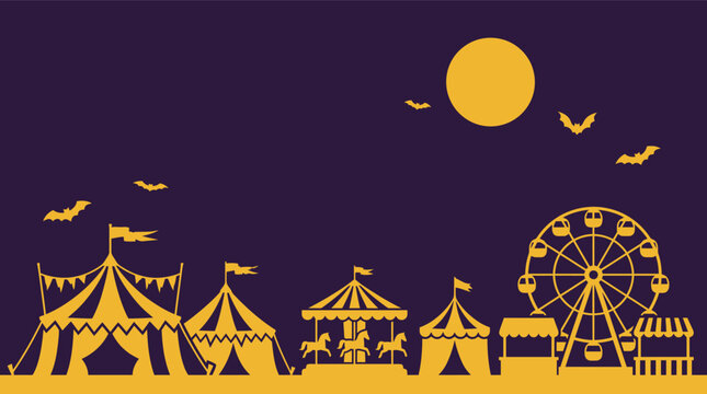 A spooky halloween carnival night vector illustration perfect for festive designs backgrounds parties and creepy autumn celebrations