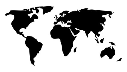 World Map Silhouette Black Earth Continents Geography Transparent Background © Obaidullah