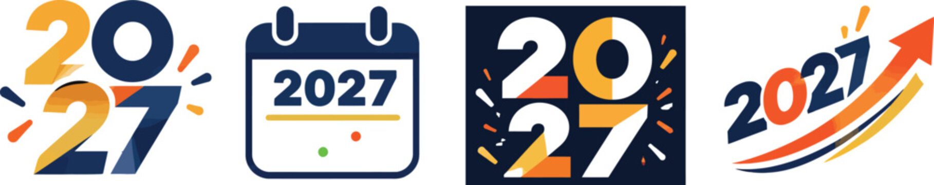 2027 New Year Number Collection with Modern Geometric Typography Designs