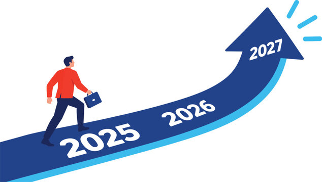 2027 New Year Business Growth Timeline with Future Goals Illustration
