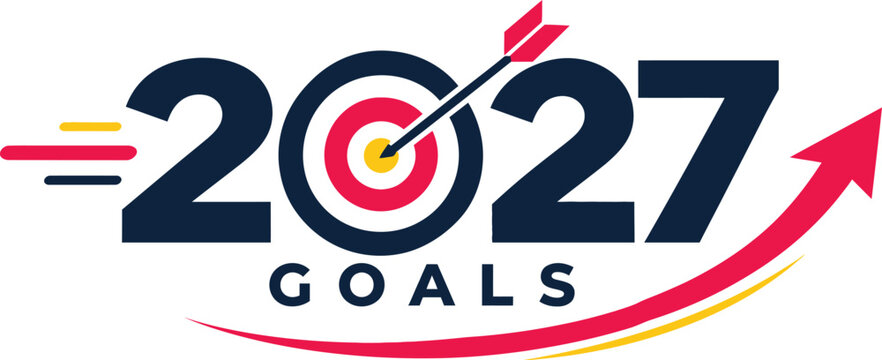 2027 New Year Goals Typography with Target and Success Concept Design