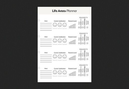 Life Areas Planner Editable InDesign Planner Template