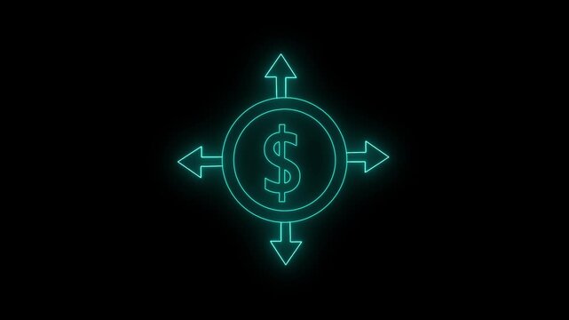 Cost reduction icon. Dollar Down Icon. dollar decrease icon. Money symbol with arrow stretching rising drop fall down.