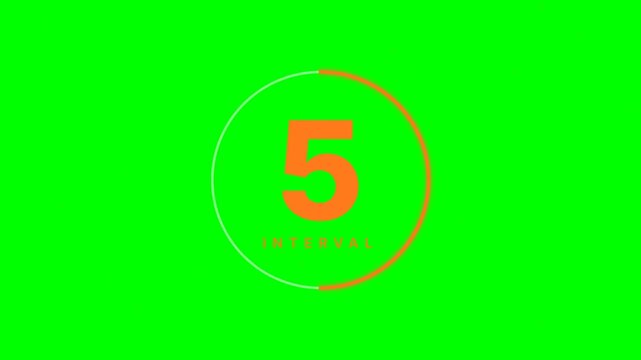 Fitness Interval Timer Countdown 10 to 1, Gym Workout HUD Animation, Seamless Loop Green Screen