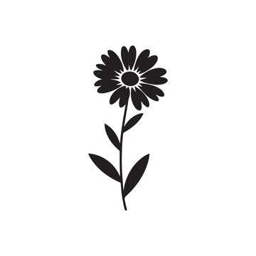 Black and white simple daisy flower illustration Vector