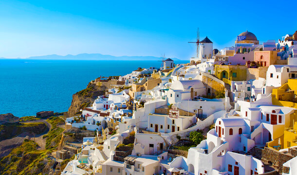 Travel holiday concept photo. Santorini island / Greece