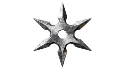 Sharp metal shuriken with six points, isolated on transparent background © Emilia