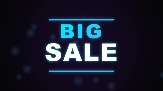 Glowing big sale lettering on a dark digital backdrop