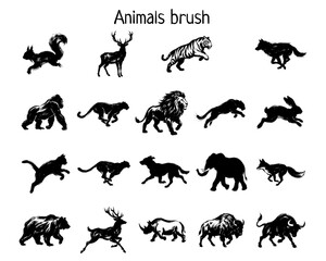 Obraz premium Wild Animals Black Brush Silhouette Collection