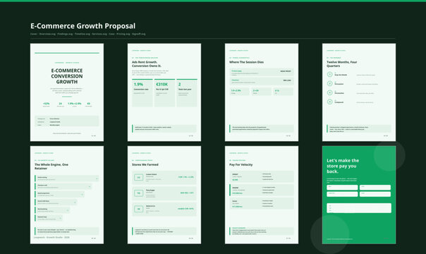 Ecommerce Conversion Growth CRO Proposal Template A-B Testing Vector A4 Layout