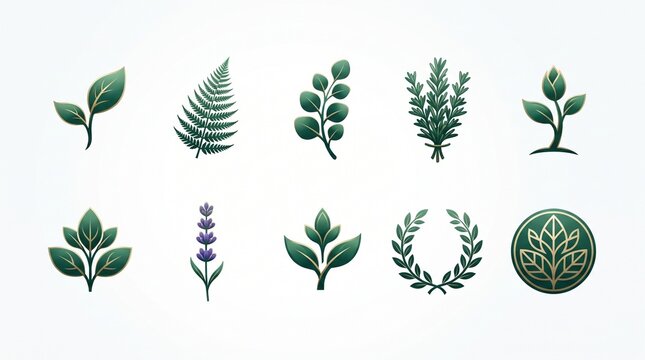 Eco-friendly leaf icons collection for earth day and sustainability