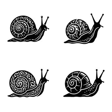 Minimalist snail vector icon illustration featuring a stylized spiral shell and antennas, ideal for garden-themed graphics, nature logos, or concepts representing slow pace and patience.
