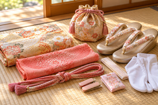 Zori Sandals Tabi Socks and Kimono Accessories on Tatami