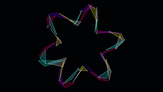 VHS Tracking Error cybernetic polygon tessellation & vector glitch stock motion footage rendered with CYBERPUNK NEON cyber aesthetic. Perfect for tech sci-fi digital glitch loop, cybernetic video 