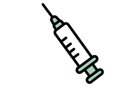 Green syringe icon for vaccination and injection
