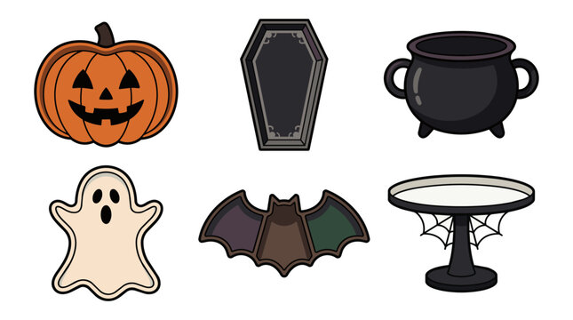 Cute halloween decorated sugar cookies and treats clip art set