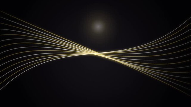 Abstract Glowing Golden And Silver Wave Lines Flowing On A Dark Background For Motion Graphics Use