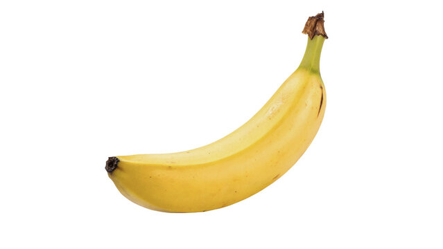 Single fresh ripe sweet yellow banana fruit healthy tropical food isolated on transparent background