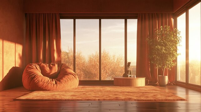 Cozy den with comfy chair, table, and green plant