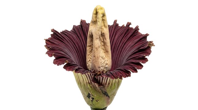 Titan Arum flower blooming isolated on a clean white background