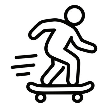 Skateboarder riding skateboard icon for extreme street sports and skating