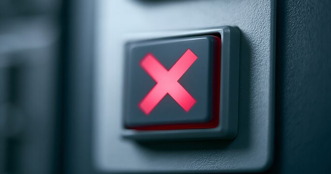 Close-up of illuminated red cancel button