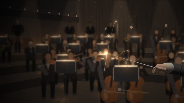 Conductor Baton Light Trails Concert Hall Orchestra Seamless Loop