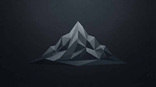Minimalist low poly mountain peak geometric design dark grey aesthetic wallpaper for digital screen backgrounds and art prints.