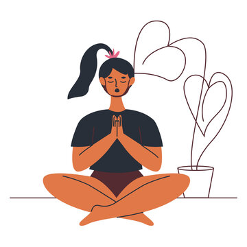 Yoga poses and workout character vector illustrations for health, wellness, meditation, and fitness
