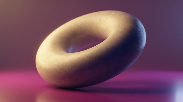 Luminous torus shape rotating on gradient background with soft glow