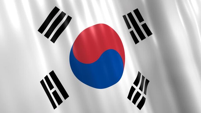 Realistic Waving South Korea Flag 4K Seamless Loop National Motion Graphic