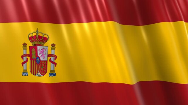 Realistic Waving Spain Flag 4K Seamless Loop National Banner Motion Graphic
