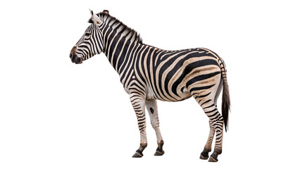 Wild zebra standing striped animal african savanna wildlife safari isolated on transparent background © Thompson-DS