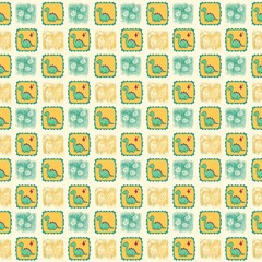 Hand drawn cute seamless dinosaur pattern, digital print-rady for table cloth, bed cover, background, backdrops © UD Estetika Mandiri