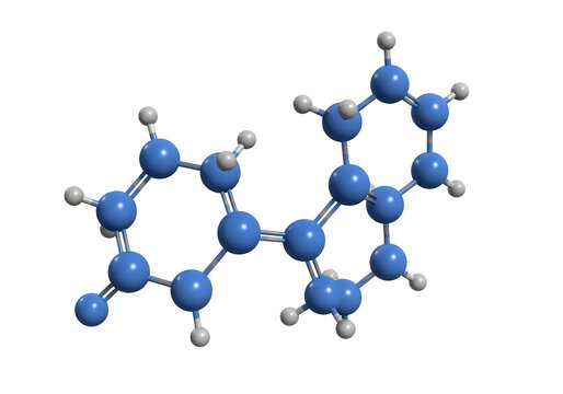 3d molecular structure of biphenyl compound illustration