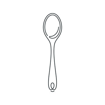 Minimalist black and white spoon outline vector illustration for kitchen design