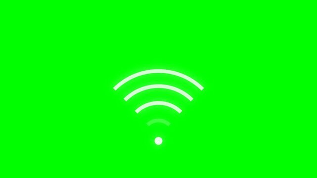 Wireless wifi signal icons animation on green screen background