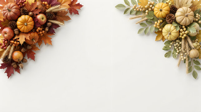 Autumn floral arrangement with pampas grass and dried flowers on white
