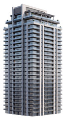 Fototapeta premium Modern high-rise residential isolated on png transparent background