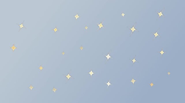 金色とベージュの大きな星がゆっくり輝きながら漂うキラキラ背景のループアニメーション
