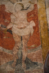 Medieval Mural Painting of Saint Sebastian © Osvaldo