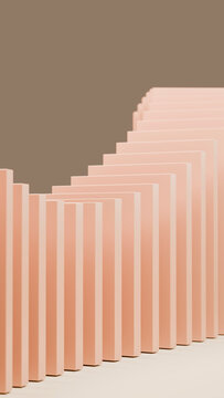 Row of pink dominoes falling in an abstract minimalist illustration