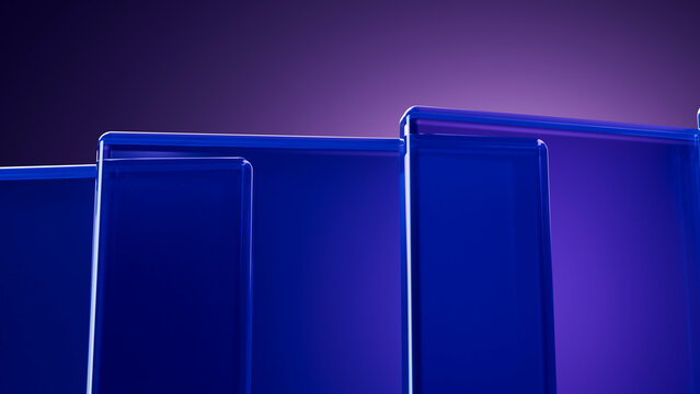 Blue glass panels arranged