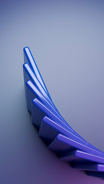 Blue domino tiles in a falling curved sequence illustration