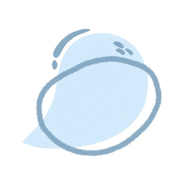 Hand drawn blue speech bubble graphic element on transparent