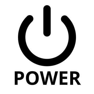 Power button text label switch icon