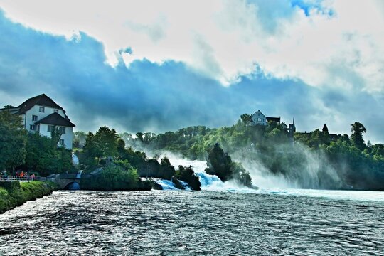 Switzerland - view of the Rhine Falls and the Laufen Castle