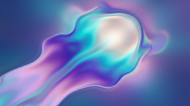 Iridescent fluid liquid shape isolated on transparent background for