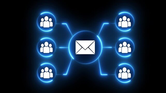 Email security solution concept Automated secure mail scanning system and data protection on the black background.
